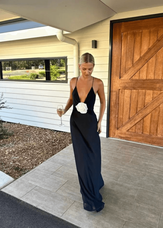 Sheer Deep V Slip Dress - 8 (S)
