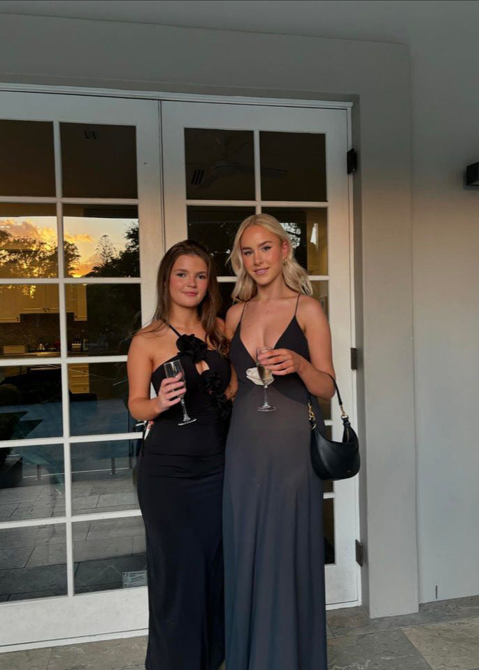 Sheer Deep V Slip Dress - 8 (S)
