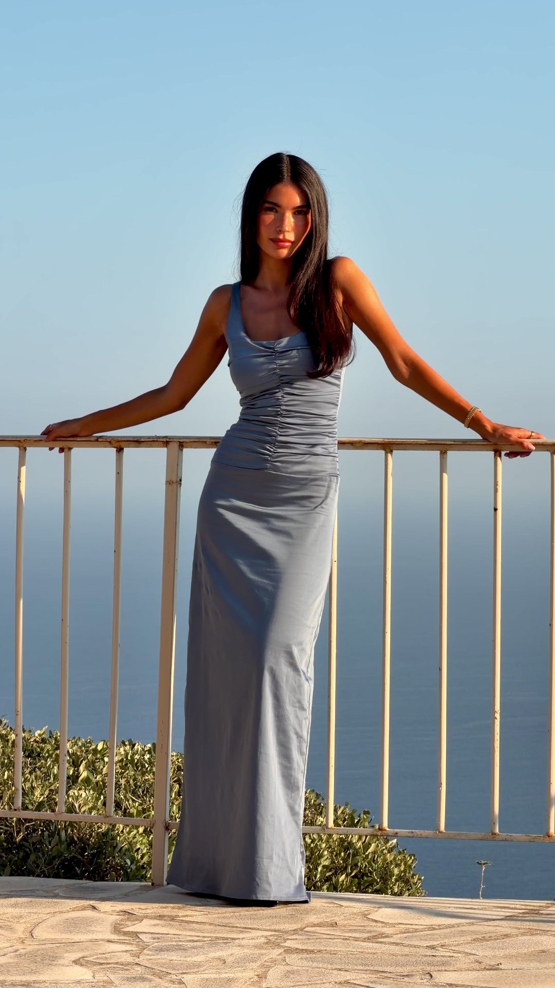 Ance gria atlein gown blue front view